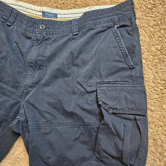 Lot of 2 Polo Ralph Cargo Shorts Mens 50 B Classic Chino Drawstring Cotton Read - Picture 15 of 16